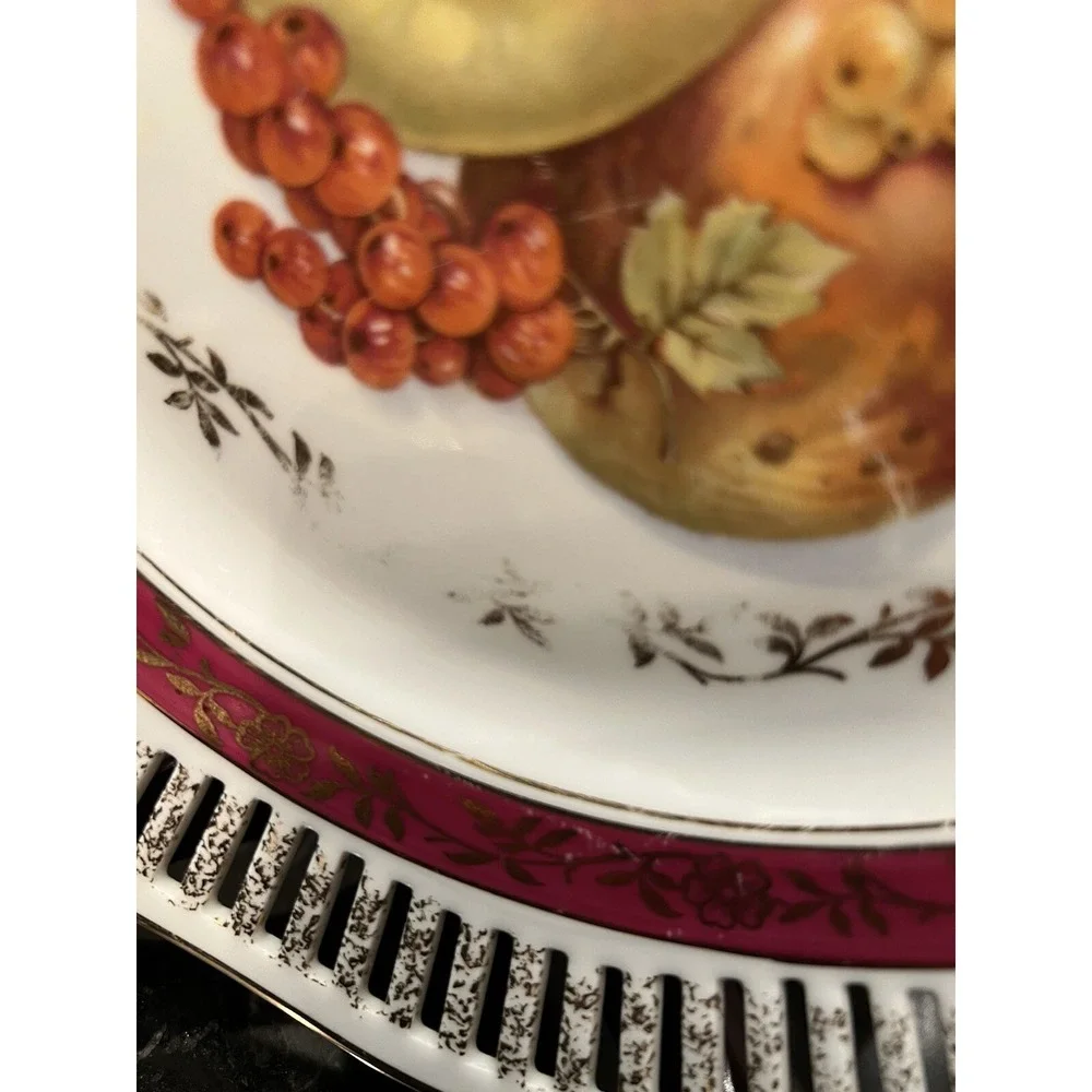Vintage Winterling Bavaria Plates Fruit Pierced/Reticulated Set of 7 Pcs